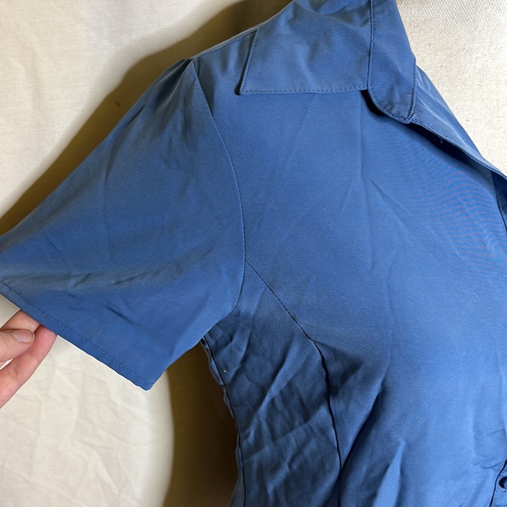 Blue Button Down Notations Blouse - image 4